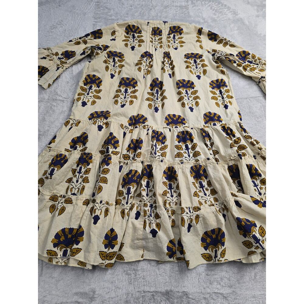 Handprint Dream Apparel Boho Tiered Mini Dress Sz L Flora Peasant Cottagecore - Picture 7 of 7